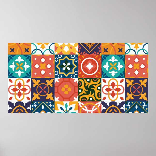 Vintage tiles Vintage background. Traditional geom Poster (Front)