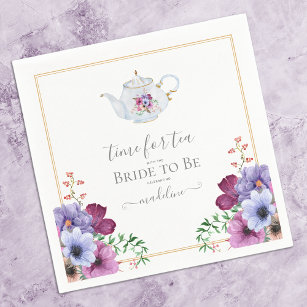 Vintage Time For Tea Floral Bridal Shower Napkin