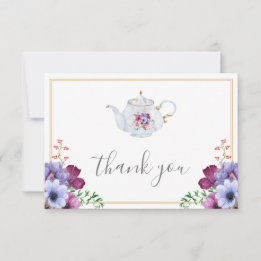 Vintage Time For Tea Floral Bridal Shower Thank You Card