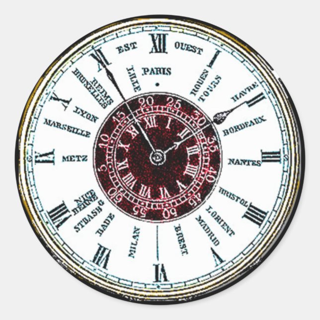 Vintage time zone watch classic round sticker (Front)