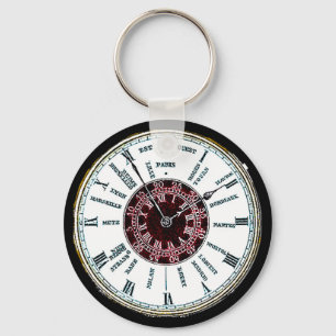 Vintage time zone watch key ring