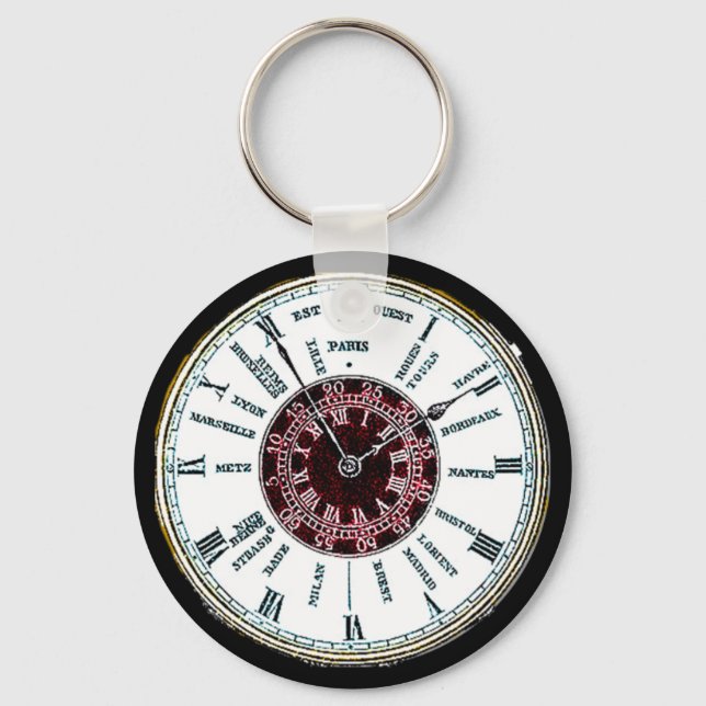 Vintage time zone watch key ring (Front)