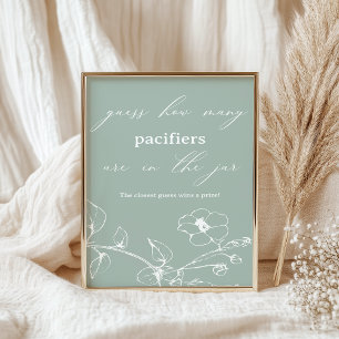 Vintage Timeless Floral Baby Shower Guess Game Poster