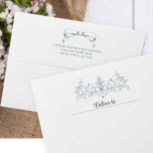 Vintage Timeless Floral Blue Baby Shower Envelope