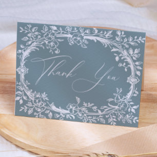 Vintage Timeless Floral Blue Baby Shower Thank You Card