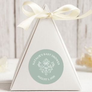 Vintage Timeless Floral Green Baby Shower Classic Round Sticker