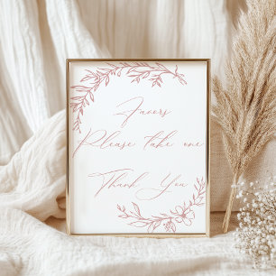 Vintage Timeless Floral Pink Baby Shower Favours Poster