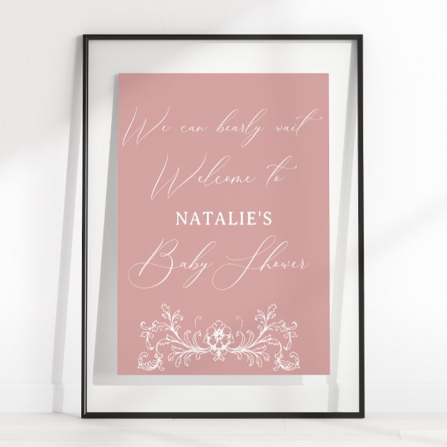Vintage Timeless Floral Pink Baby Shower Poster (Creator Uploaded)