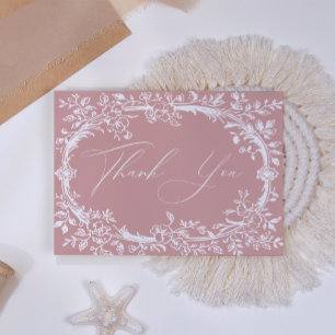 Vintage Timeless Floral Pink Baby Shower Thank You Card