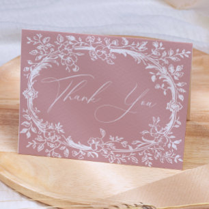 Vintage Timeless Floral Pink Baby Shower Thank You Card
