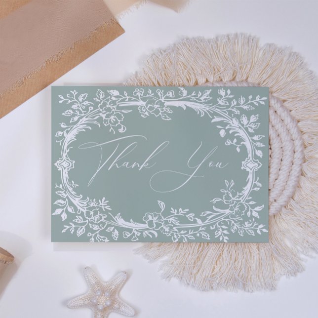 Vintage TimelessFloral Green Baby Shower Thank You (Creator Uploaded)