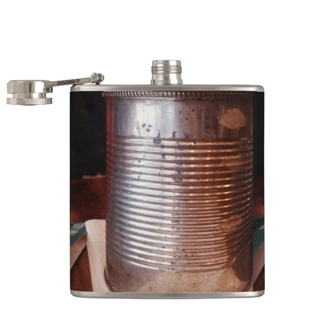 Vintage Tin Can Hip Flask (Opened)