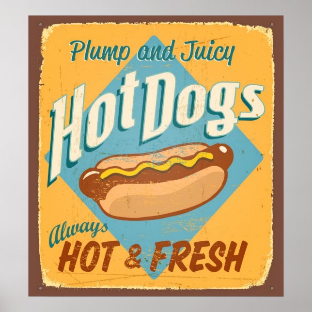 Vintage tin sign - Hot Dogs (Front)