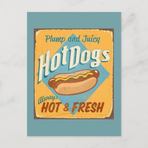 Vintage tin sign - Hot Dogs Postcard