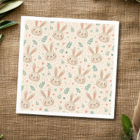 Vintage Tiny Bunny Faces with Roses Pattern