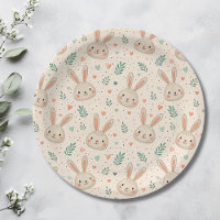 Vintage Tiny Bunny Faces with Roses Pattern