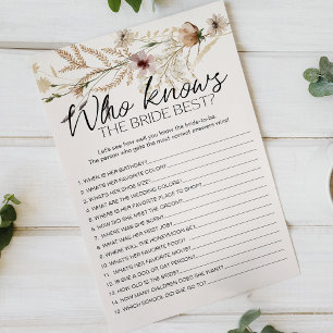 Vintage Tiny Floral Game Who Knows Bride Best Flyer