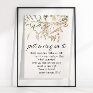 Vintage Tiny Floral Put A Ring On It Game Poster