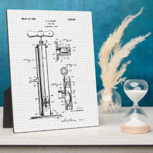 Vintage Tire Pump Patent Illustration Plaque