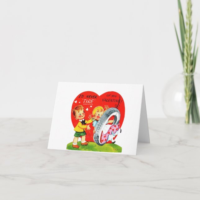 Vintage Tire Swing Couple Valentine Card (Front)