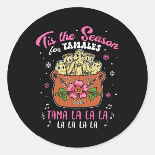 Vintage Tis The Season For Tamales Christmas Mexic Classic Round Sticker