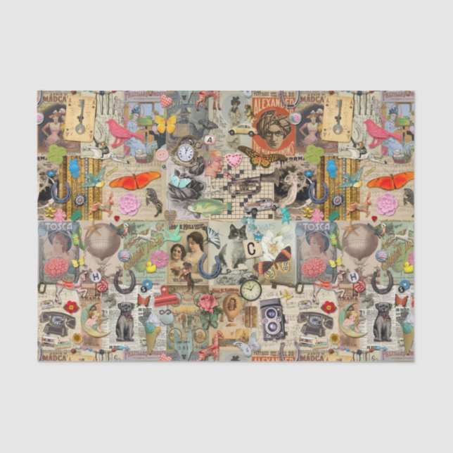 Vintage Tissue for decoupage or collage paper (Front)