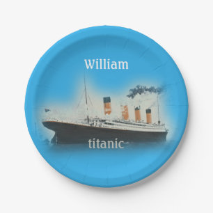 Vintage Titanic Ocean Liner Blue Name Ship Paper Plate