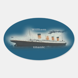 Vintage Titanic Ocean Liner Boy Sea Name Ship Oval Sticker