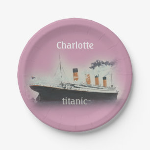 Vintage Titanic Ocean Liner Girl Pink Name Ship Paper Plate