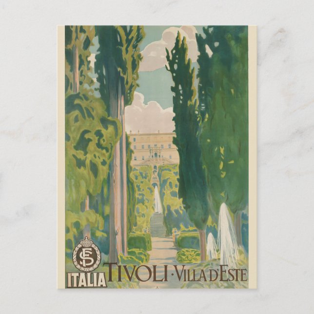 Vintage Tivoli Italy Italian Villa Travel Postcard (Front)