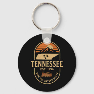 Vintage Tn Tennessee Est 1796 Orange Usa Flag Smok Key Ring