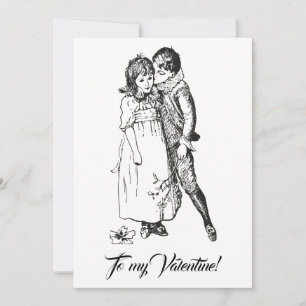 Vintage To my Valentine boy girl black white Holiday Card