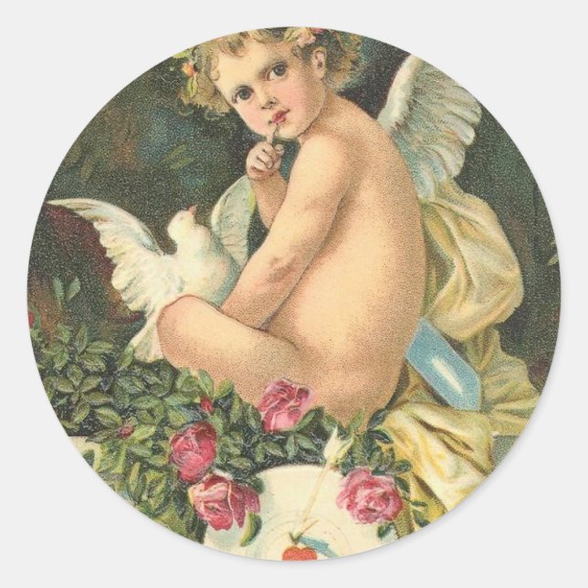 Vintage To My Valentine Classic Round Sticker (Front)