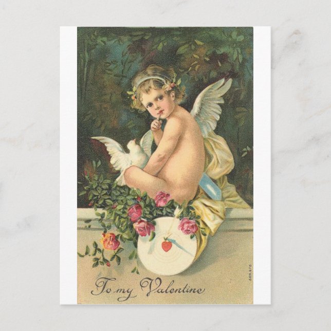 Vintage To My Valentine Holiday Postcard (Front)