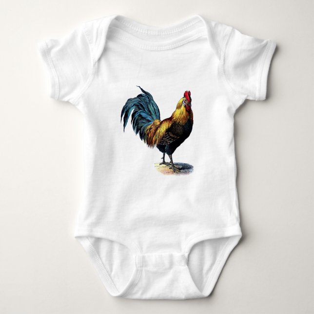 Vintage to rooster baby bodysuit (Front)