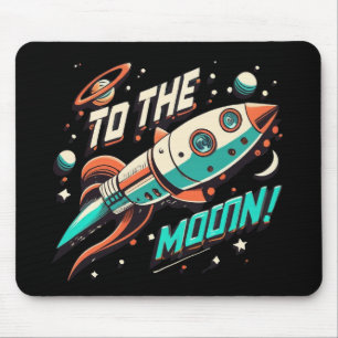Vintage To The Moon Rocket ship Mouse Mat