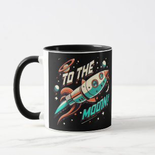 Vintage To The Moon Rocket ship Mug