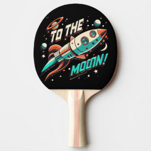 Vintage To The Moon Rocket ship Ping Pong Paddle