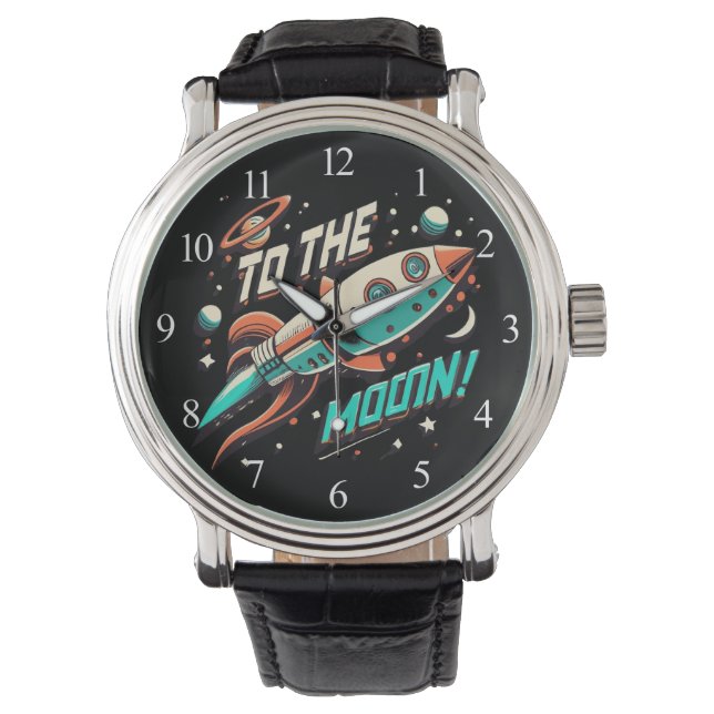 Vintage To The Moon Rocket ship Watch (Front)
