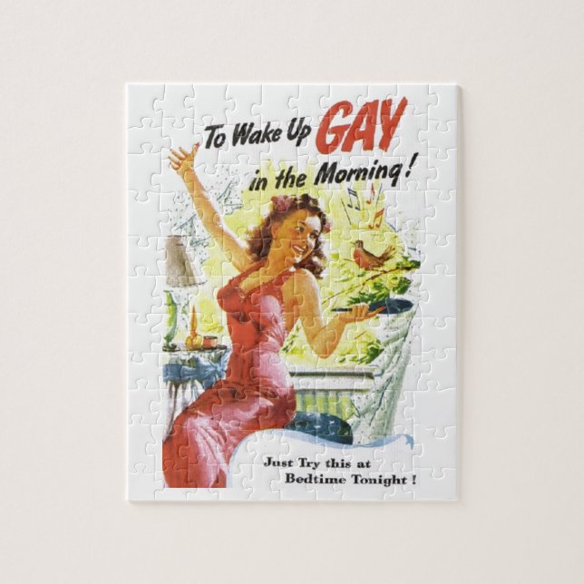Vintage "To Wake Up Gay" Jigsaw Puzzle (Vertical)
