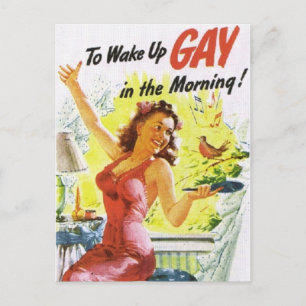 Vintage "To Wake Up Gay" Postcard
