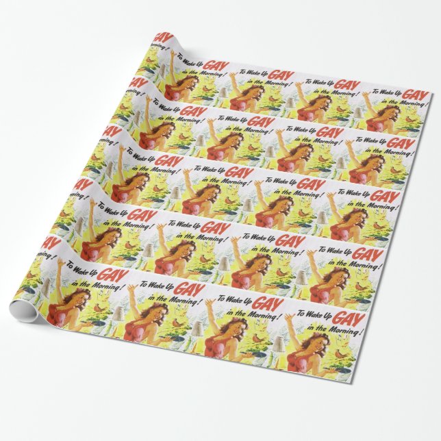 Vintage "To Wake Up Gay" Wrapping Paper (Unrolled)