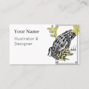 Vintage Toad & Yellow Leaves - Nature Art Business Card