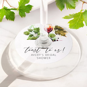 Vintage Toast To Us Watercolor Wine Glass Tag