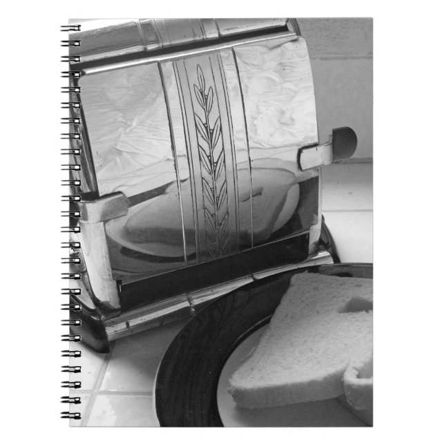 Vintage Toaster Black White Kitchen Art Notebook (Front)