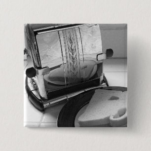 Vintage Toaster Kitchen Art Pinback 15 Cm Square Badge