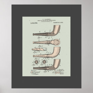 Vintage Tobacco Pipe Patent Poster