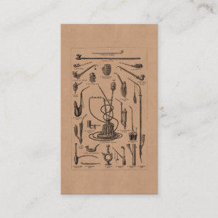 Vintage Tobacco Pipes and Old Hookah Illustration Business Card