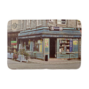 Vintage tobacco shop in France Bath Mat