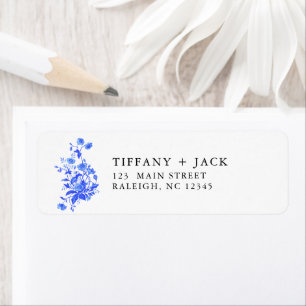 Vintage Toile Blue  Floral Return Address